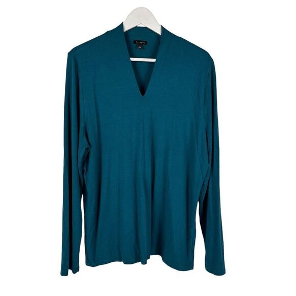 Talbots Long Sleeve Jersey Knit Teal Top size XL - Picture 3 of 5